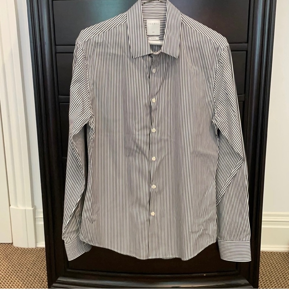 Sandro Paris White Striped Dress Shirt